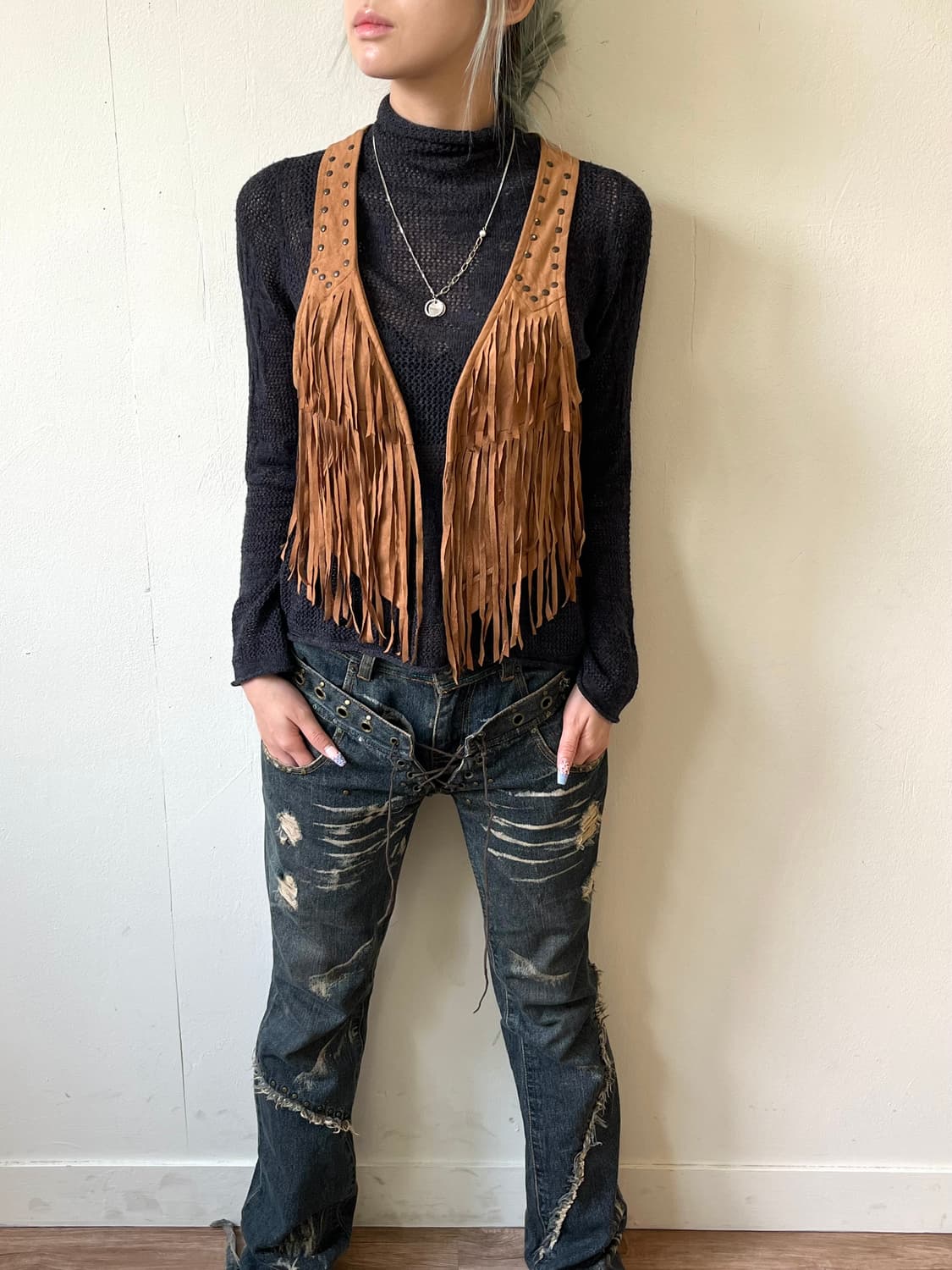 one way 웨스턴 프릴 베스트 상품이미지4