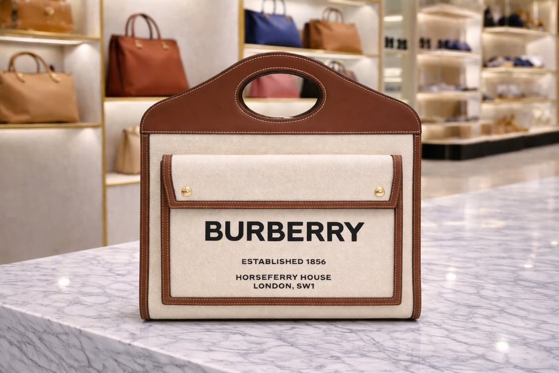 [S급] 버버리 투톤 캔버스 토트백 미디움 화이트 판매합니다!!! 상품이미지1