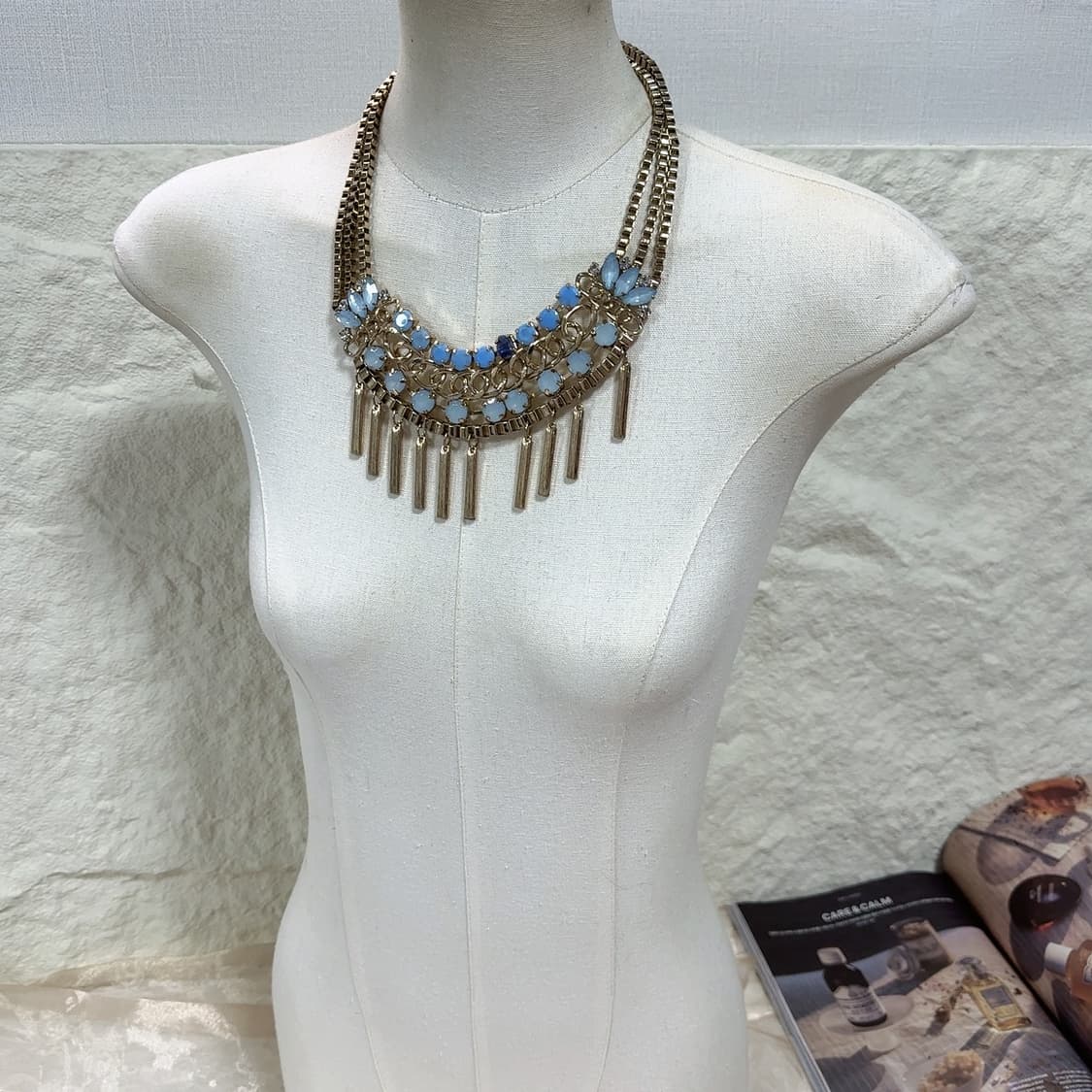 빈티지 ocean love 블루 오리엔탈 박스체인 목걸이 상품이미지1