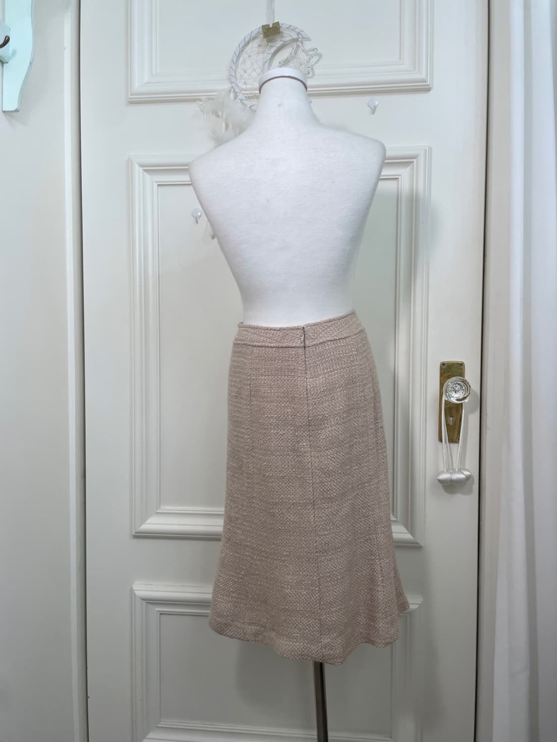 beige ivory tweed glitter flare midi ski 상품이미지3