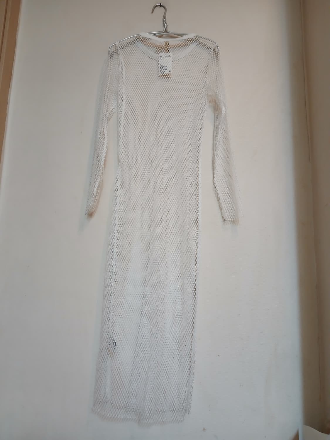 새상품 H&M 에이치엠 화이트 메쉬 시수루 레이스 롱 원피스 드레스 홀복 상품이미지2