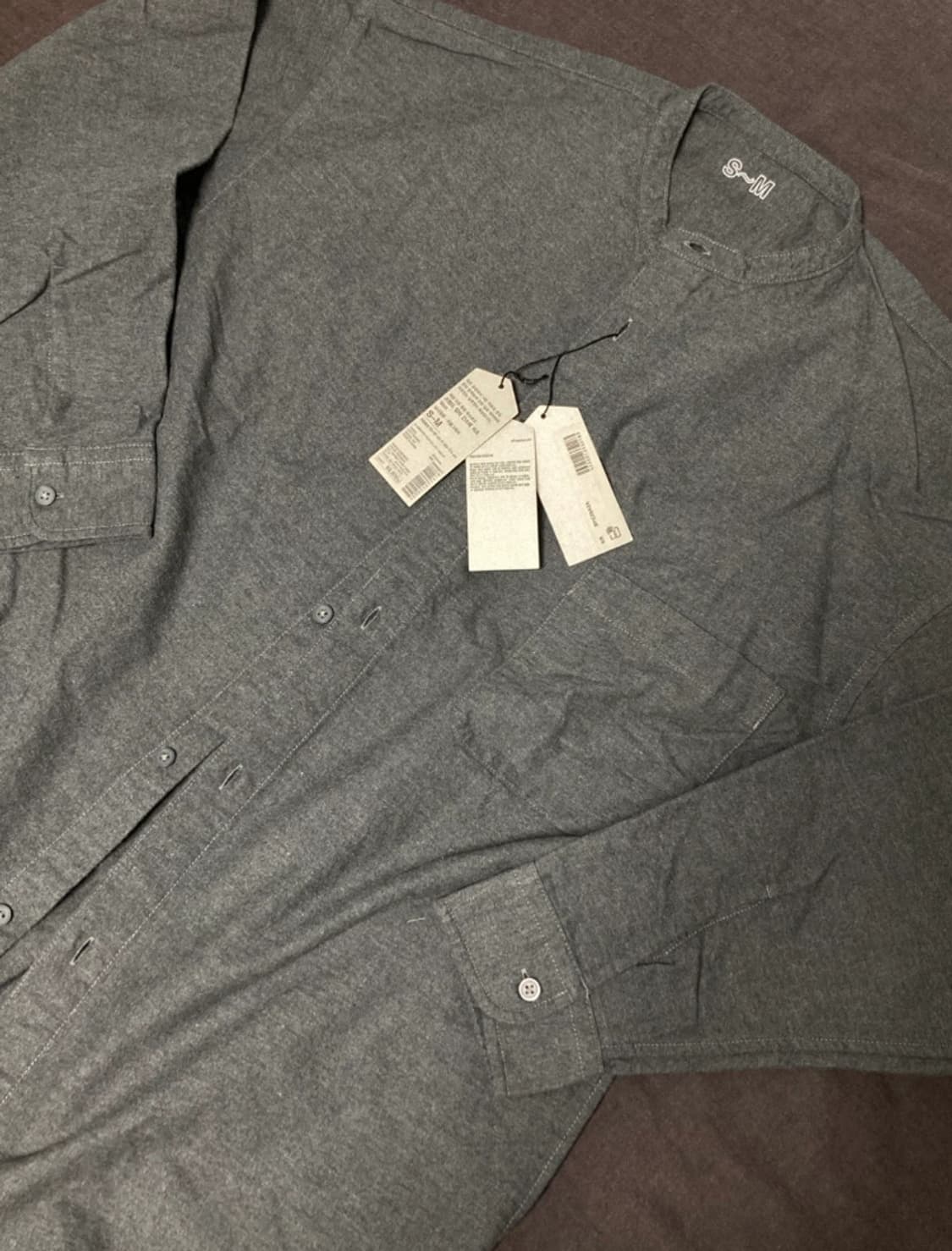 (남여) 무인양품 MUJI LABO 셔츠 스탠드 밴드 차이나 카라 차콜 상품이미지2