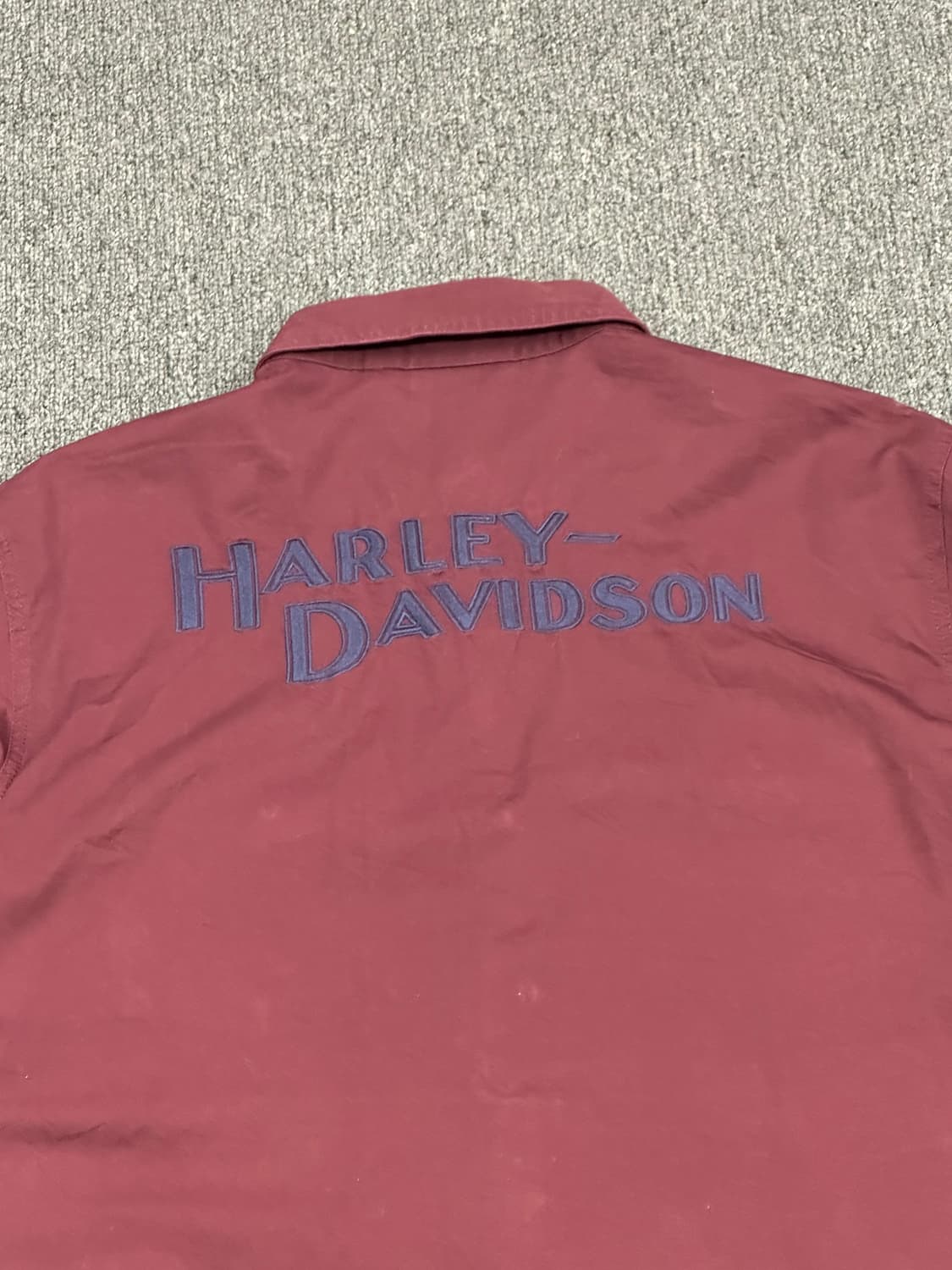 L)할리데이비슨 빈티지 투포켓 자수 버건디 반팔셔츠  상품이미지7