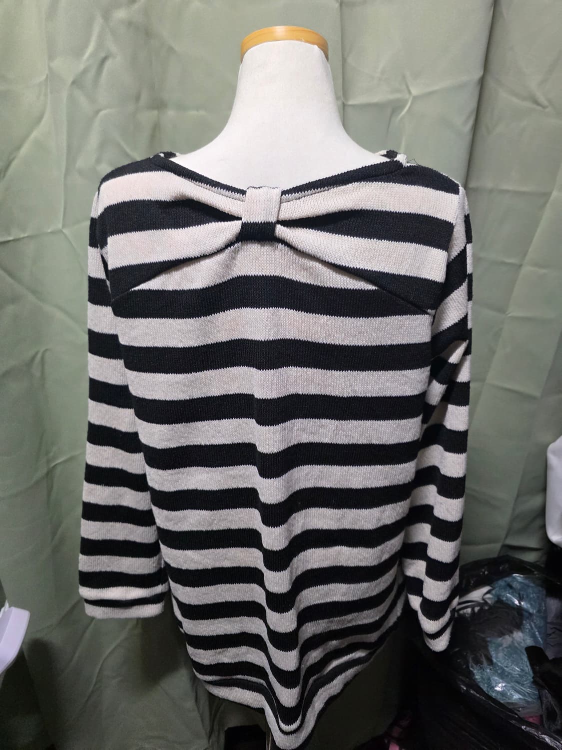 갸루 스트라이프 리본 니트 상품이미지1