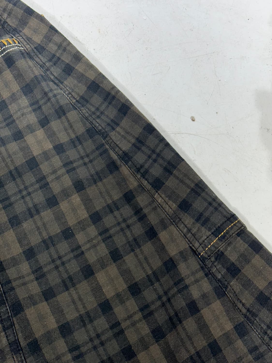 일본 빈티지 카키 체크 키치 롱 스커트  상품이미지6