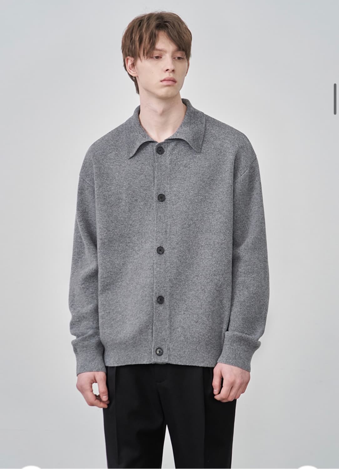 (새상품)(L) 드로우핏 벌키 울 카라 니트 가디건 [M.GREY] 판매 상품이미지4