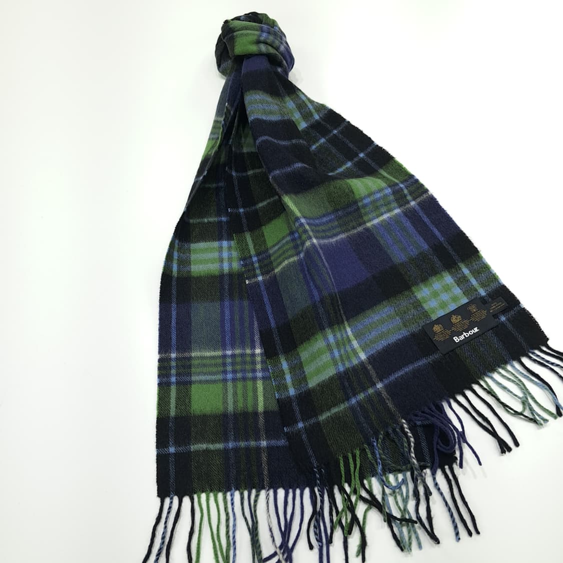 MX327 바버 로얄 네온그린 타탄체크 램스울 목도리 머플러 상품이미지2