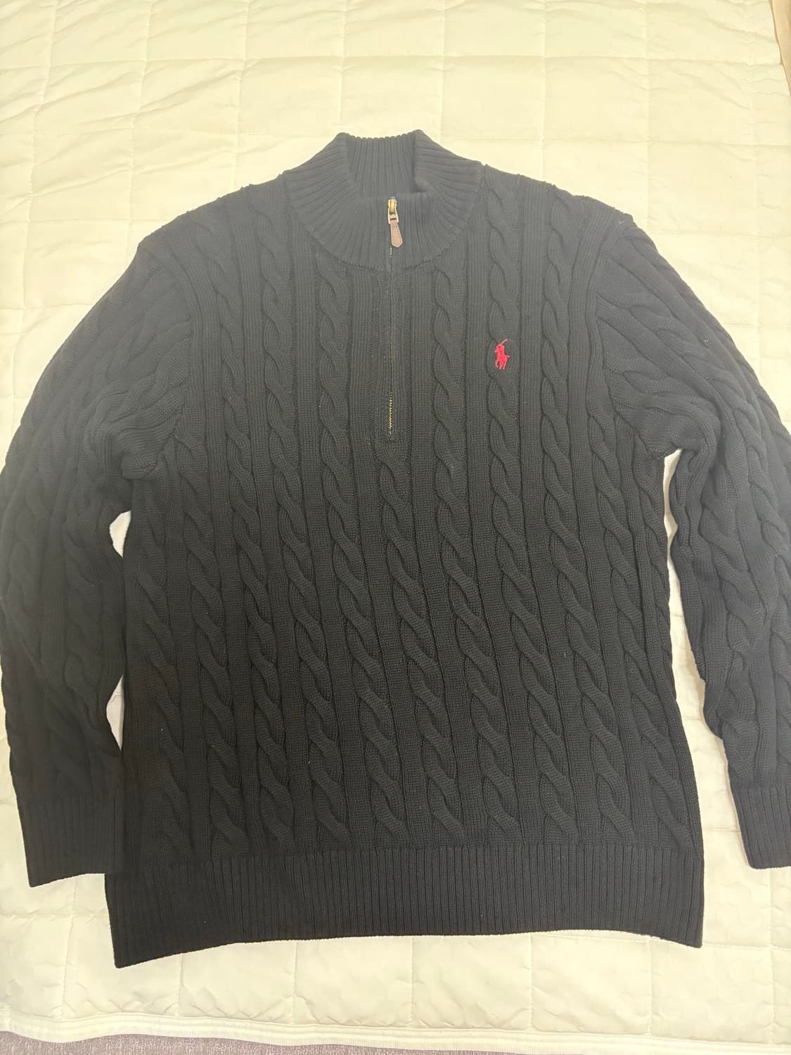 폴로 랄프로렌 반집업 케이블 니트 블랙 상품이미지1