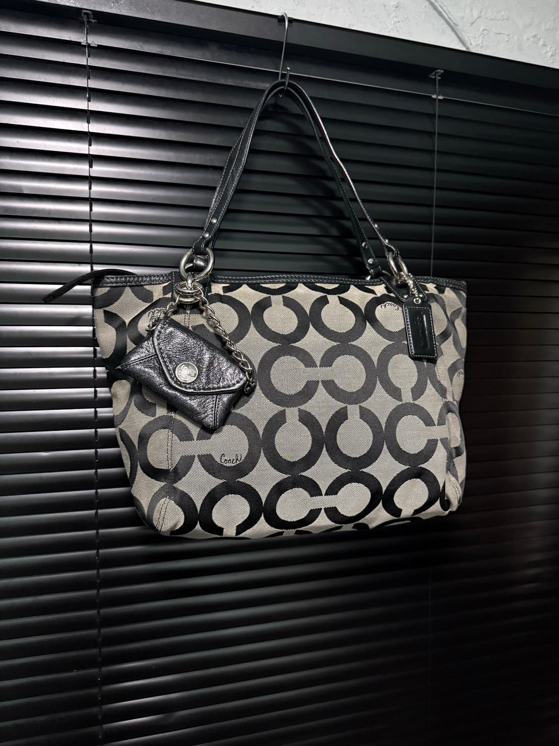 코치 블랙 캔버스 가죽 쇼퍼백 숄더백 토드백 가방 빈티지 명품 웨스턴 상품이미지2