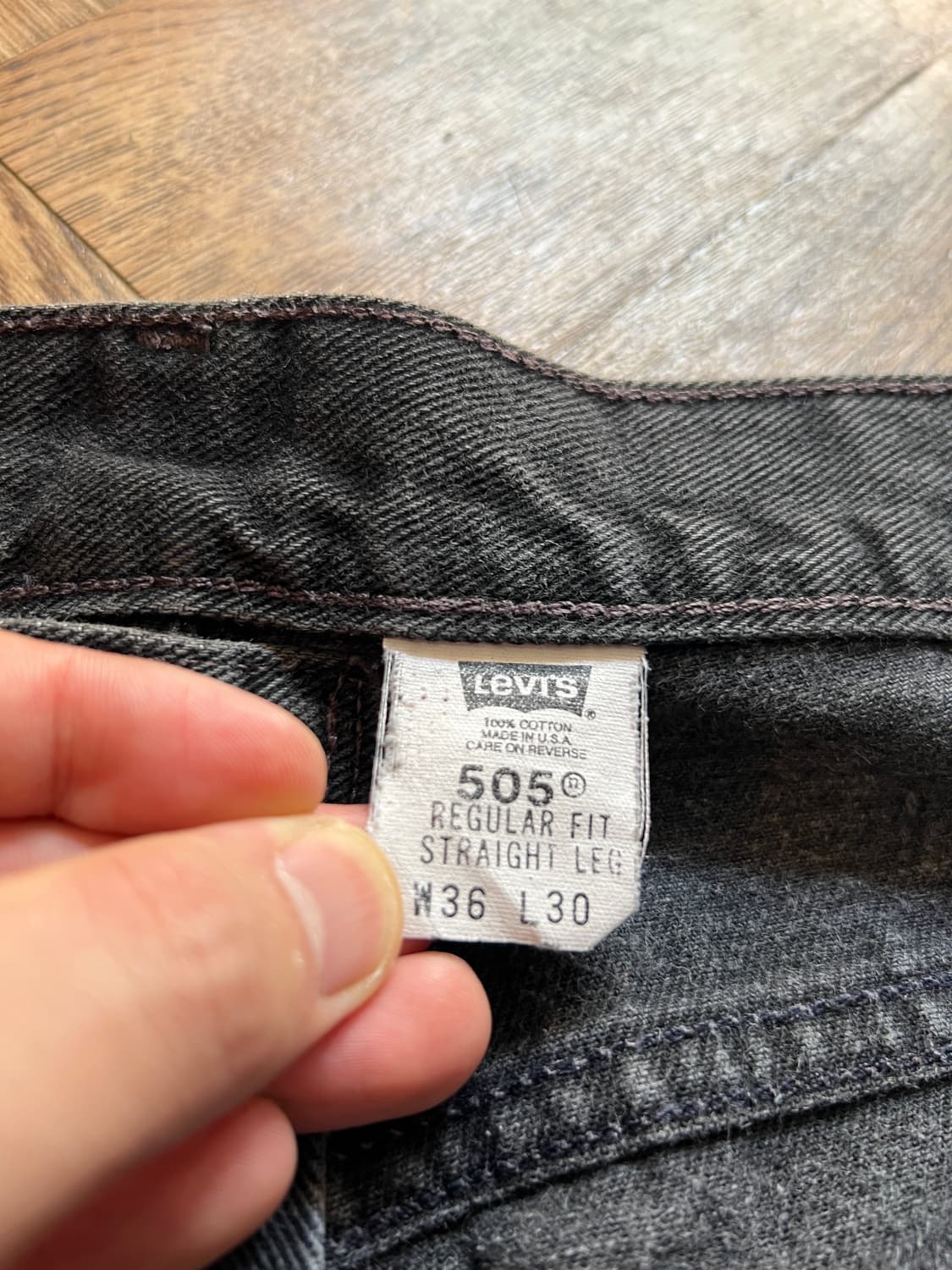 [36]00's 리바이스 Made in USA 505 흑청 데님 팬츠 상품이미지6