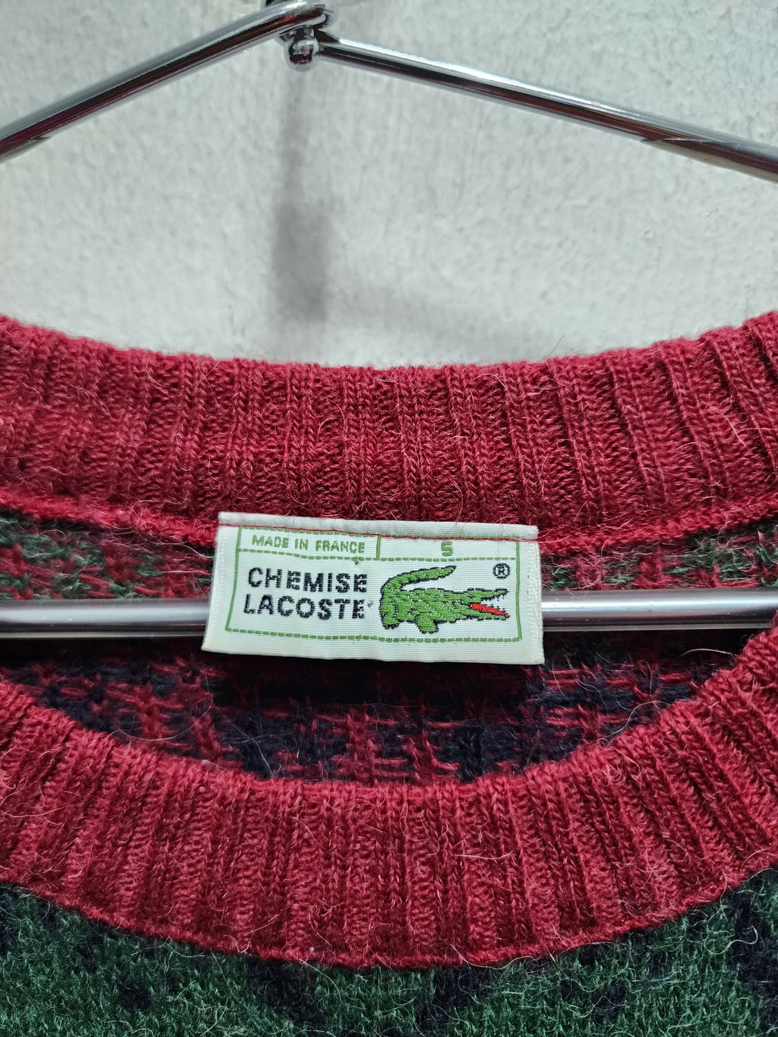 라코스테 made in France 알파카 아가일패턴 90s 니트 상품이미지4