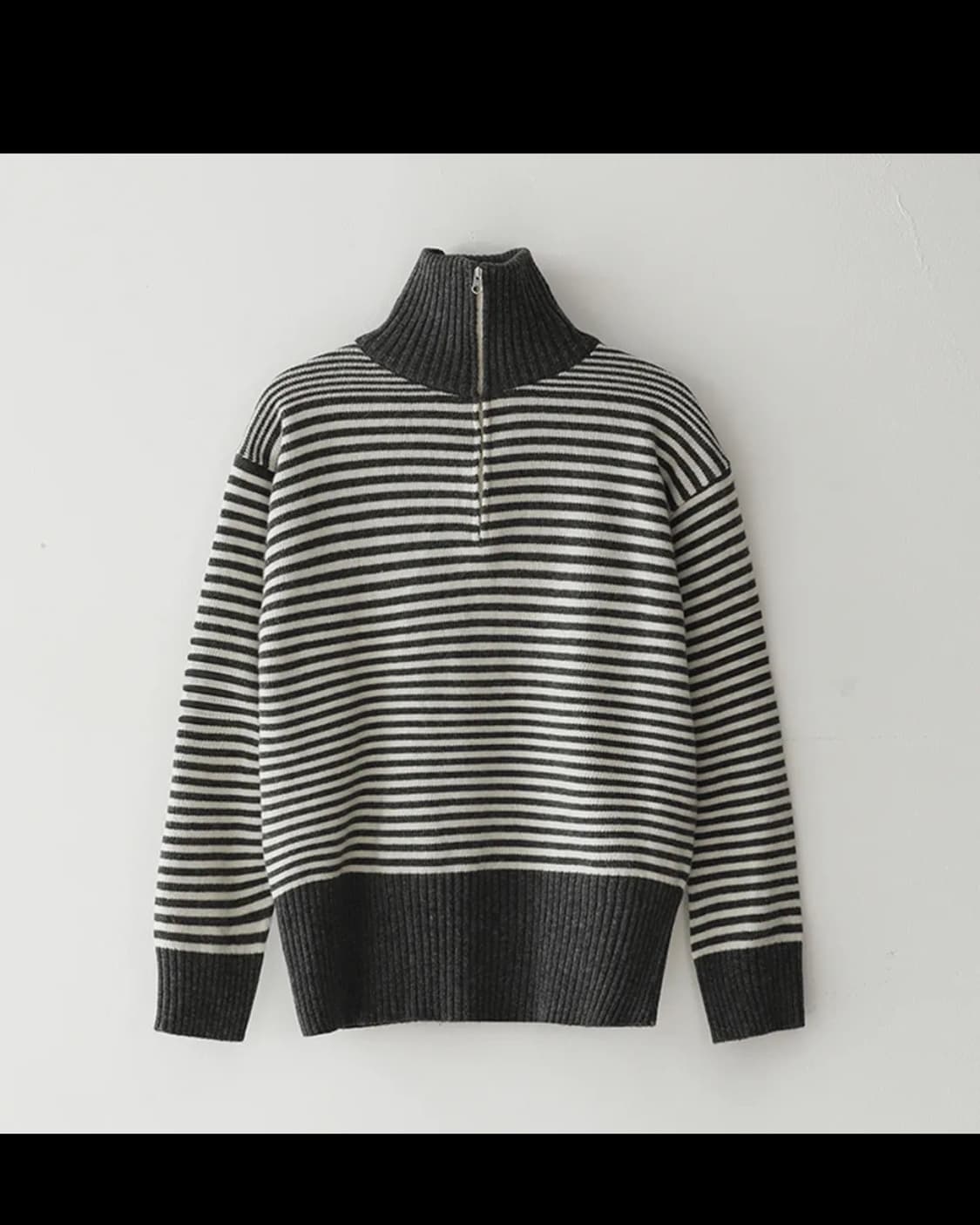 블루 썬플라워 스트라이프 하프집업 M사이즈 상품이미지1