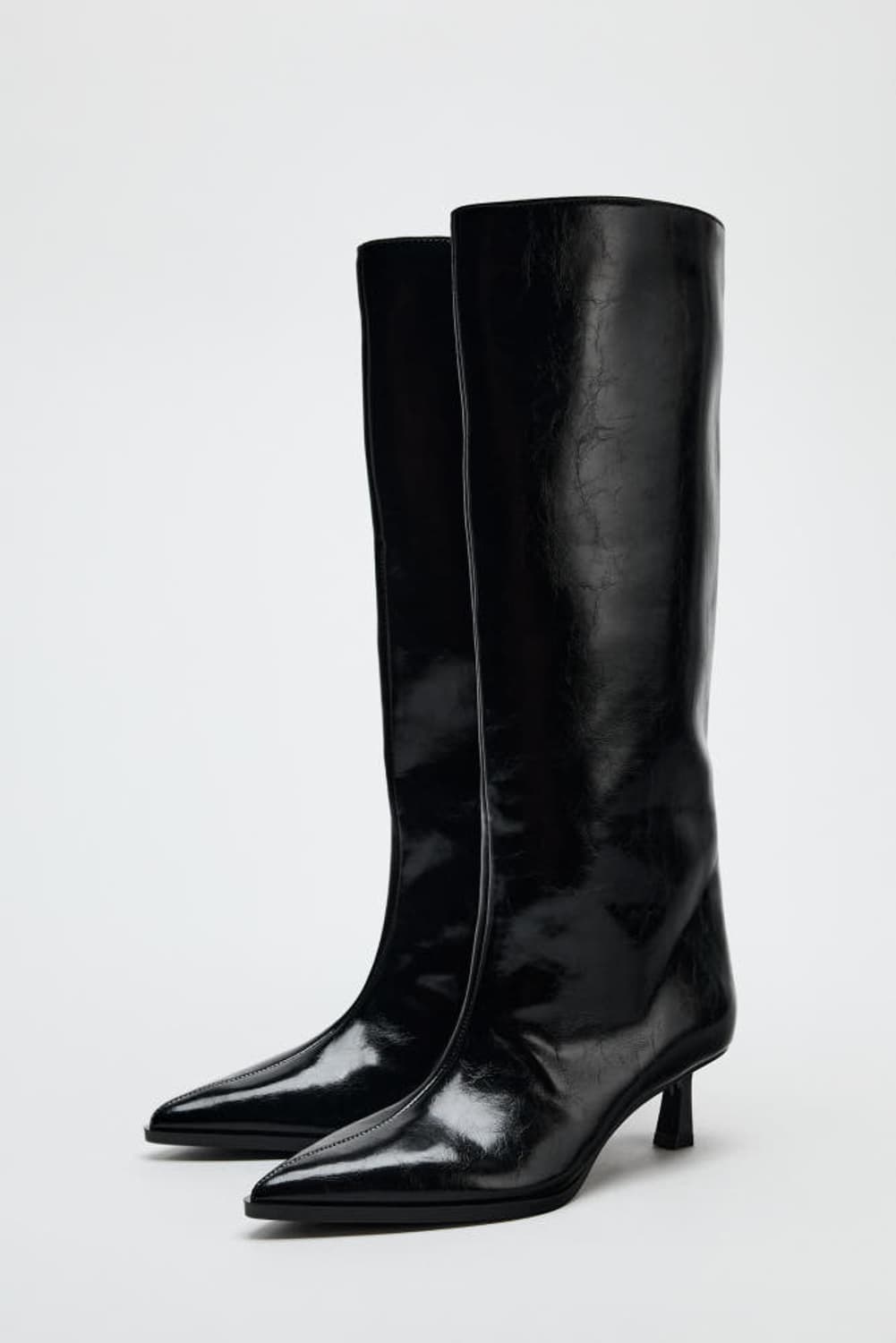 자라 블랙 레더 키튼힐 부츠 상품이미지2