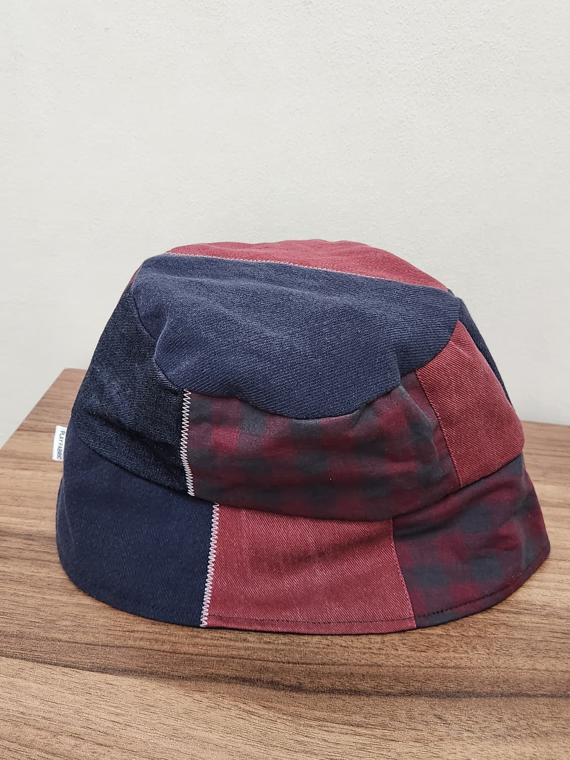 (no.6) 리버시블 패치워크 버킷햇 Navy&Burgundy Mix 상품이미지2