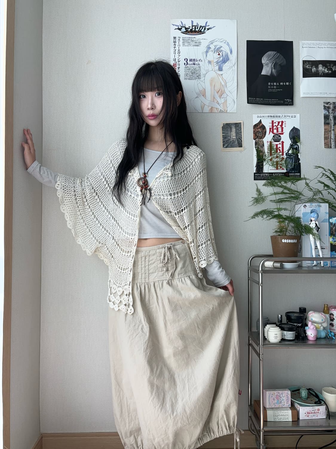 모리 크로쉐 니트 케이프 가디건 상품이미지2