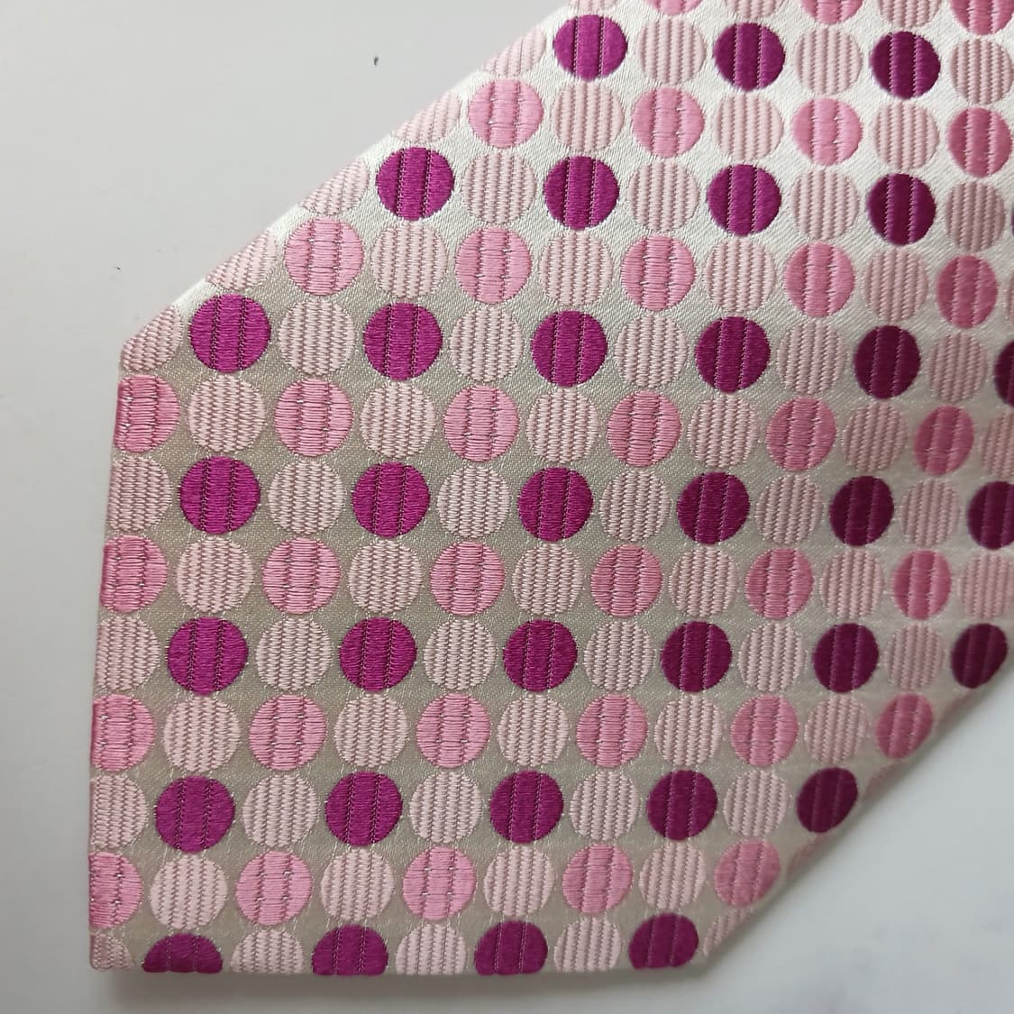 아쿠아스큐텀 실크 핑크 도트 패턴 넥타이 9.2cm S~A+등급 E916 상품이미지7