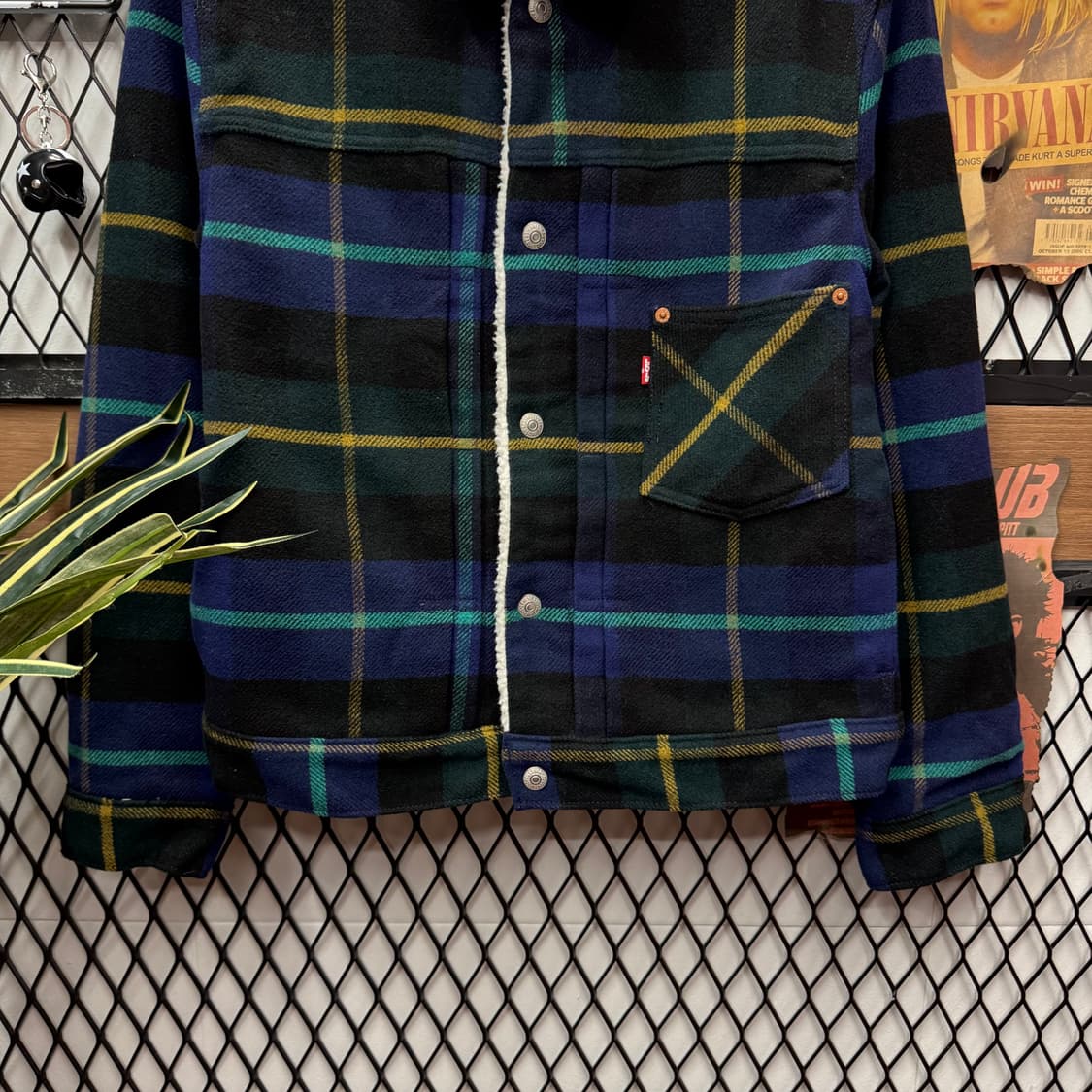 리바이스 타입 3 프리미엄 체크 쉐르파 트러커 자켓 네이비 상품이미지4