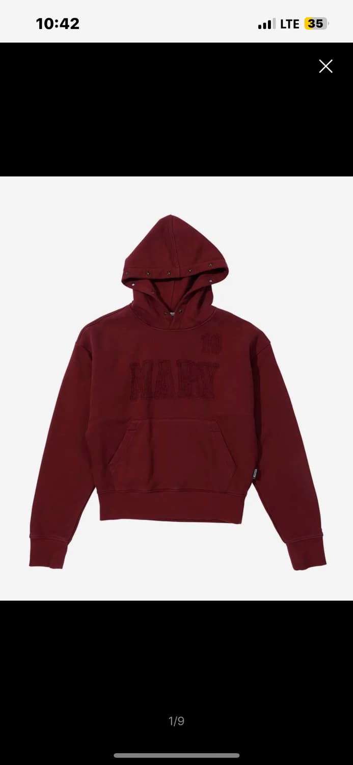 스컬 프터 Mary Acid Peel Hoodie Washed Wine 상품이미지2