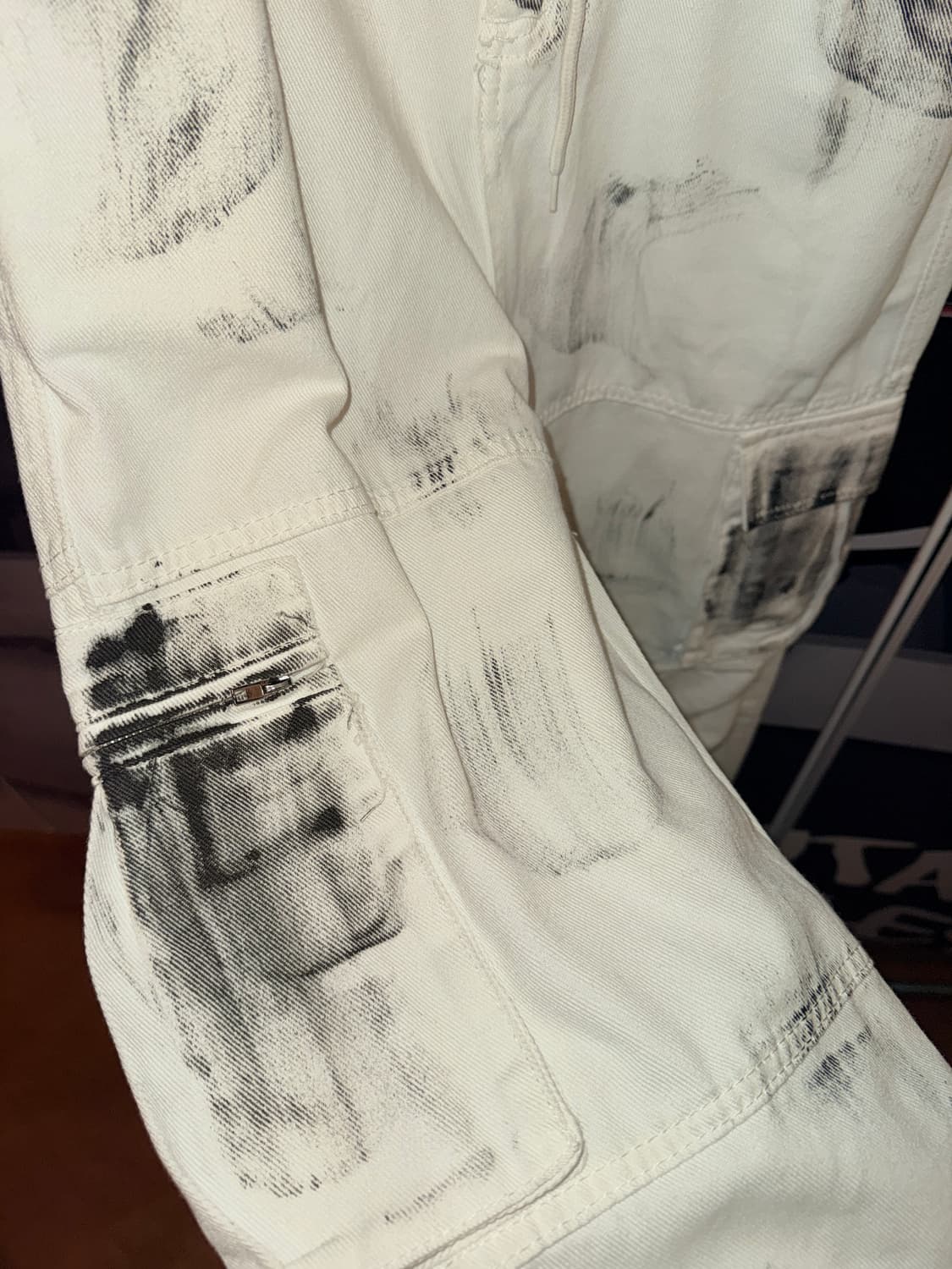 페인트 화이트 와이드 팬츠 상품이미지3