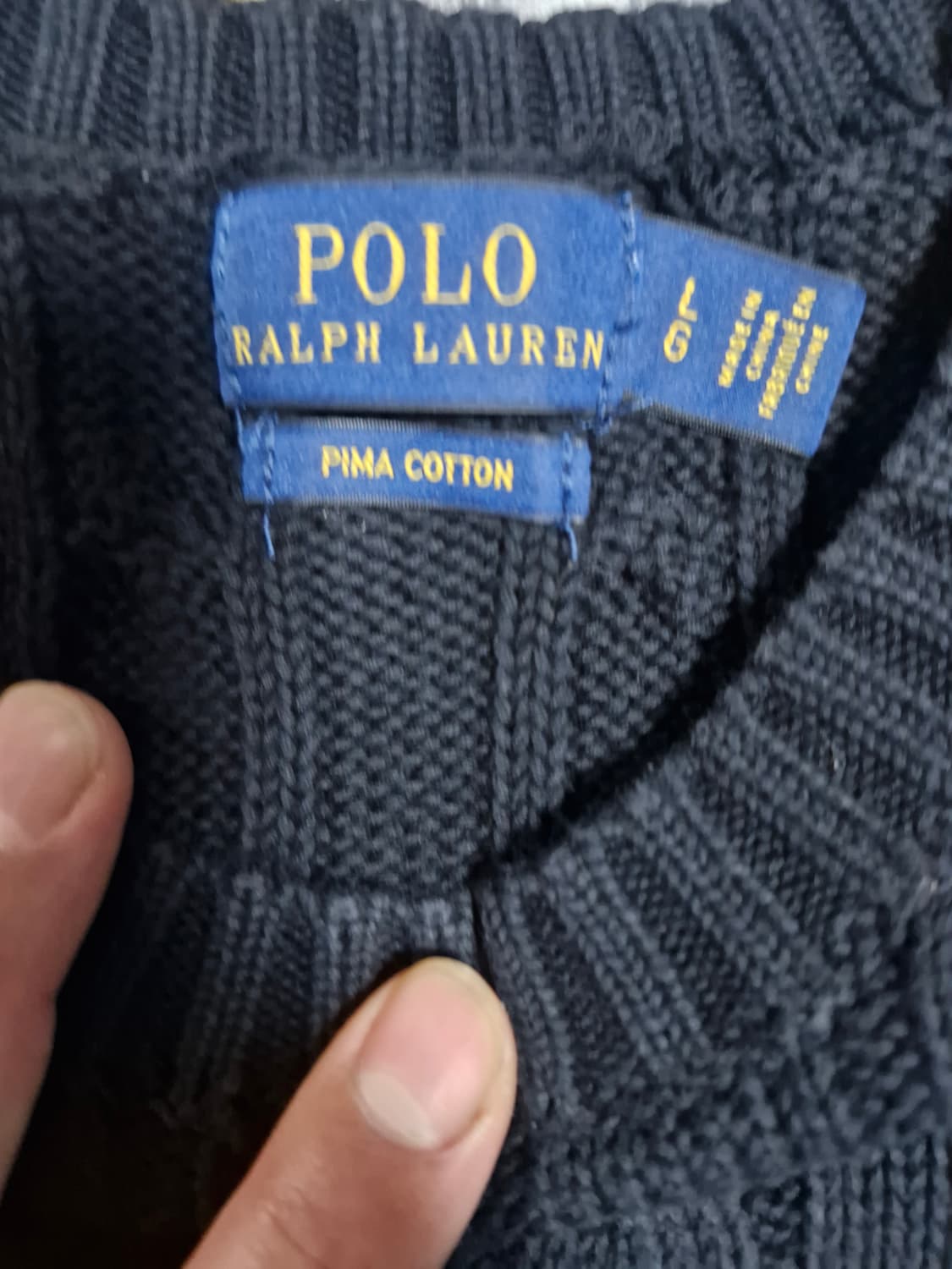 여성 폴로 랄프로렌 피마코튼 케이블 반팔 니트 블랙 L 상품이미지4