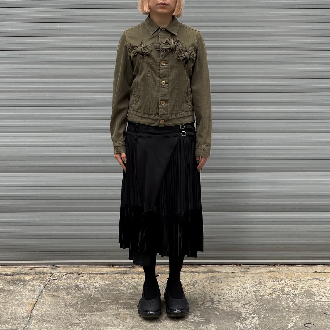 Belt Pleated Midi Black Skirt 상품이미지6