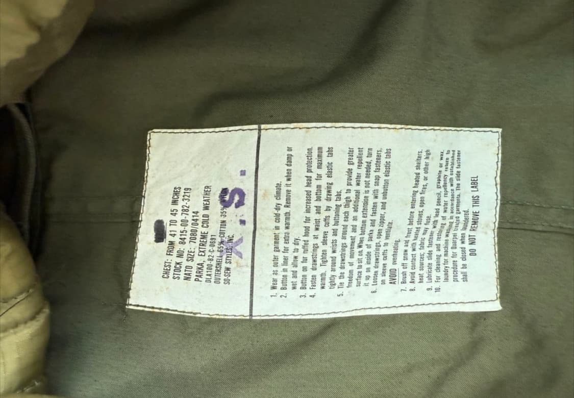 미군 오리지널 m-65 개파카 피쉬테일 상품이미지6