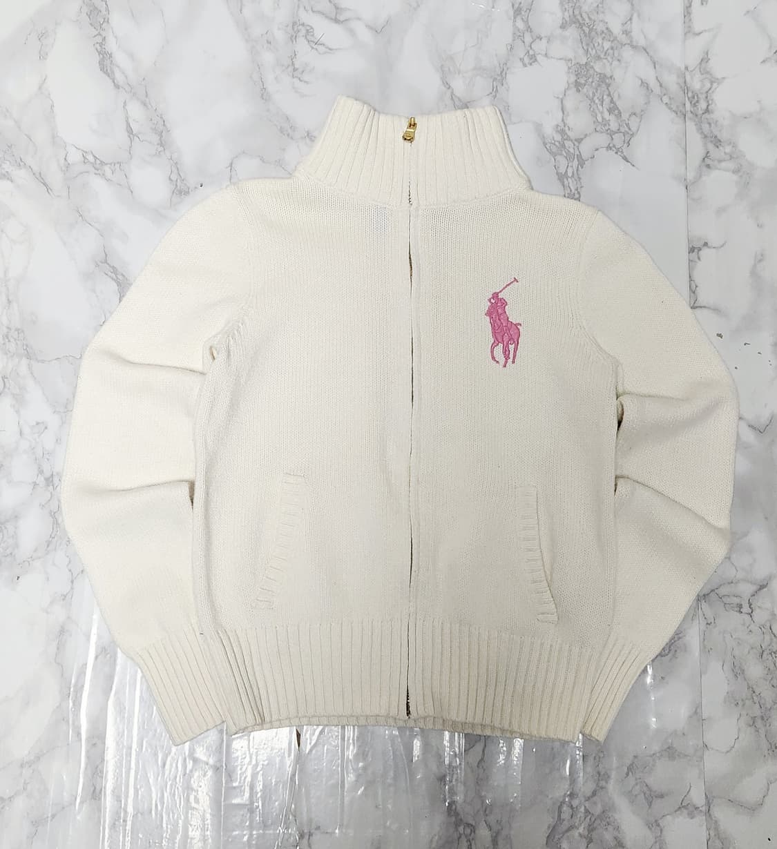 폴로 랄프로린 빅포니 딸기우유 니트 집업 자켓 상품이미지2