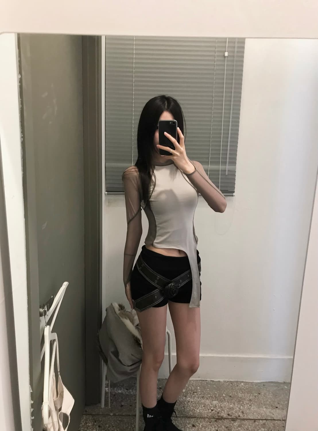 본네 우먼 매쉬 탑 그레이 1 상품이미지3