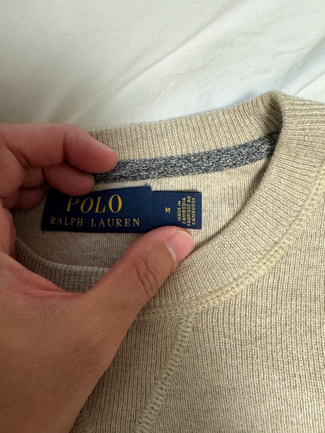 폴로 랄프로렌 베이지 맨투맨 M(콤드 코튼 니트 스웨터) 상품이미지2