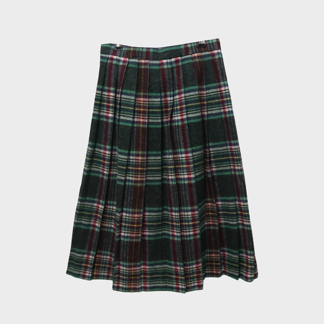 체크 울 혼방 플리츠 미디 스커트 62445 상품이미지2