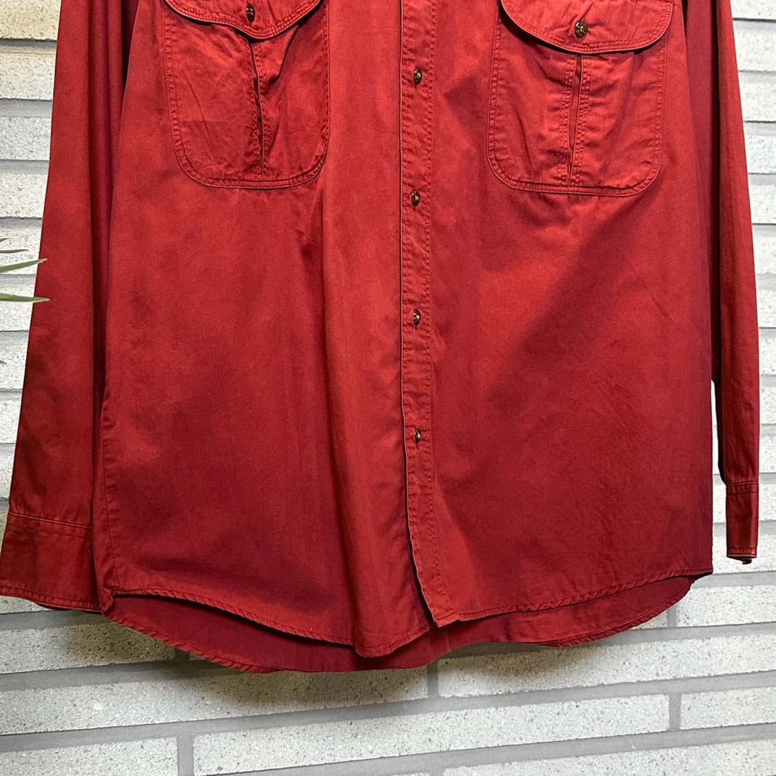 USA VINTAGE 긴팔 워크 셔츠 투포켓 디테일 버건디 레드 상품이미지5