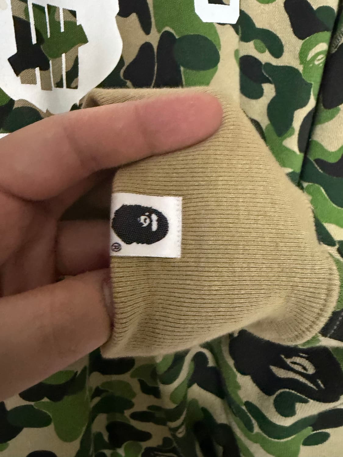 베이프 언디핏 abc카모 그린 컬리지 후드티 2xl 상품이미지5