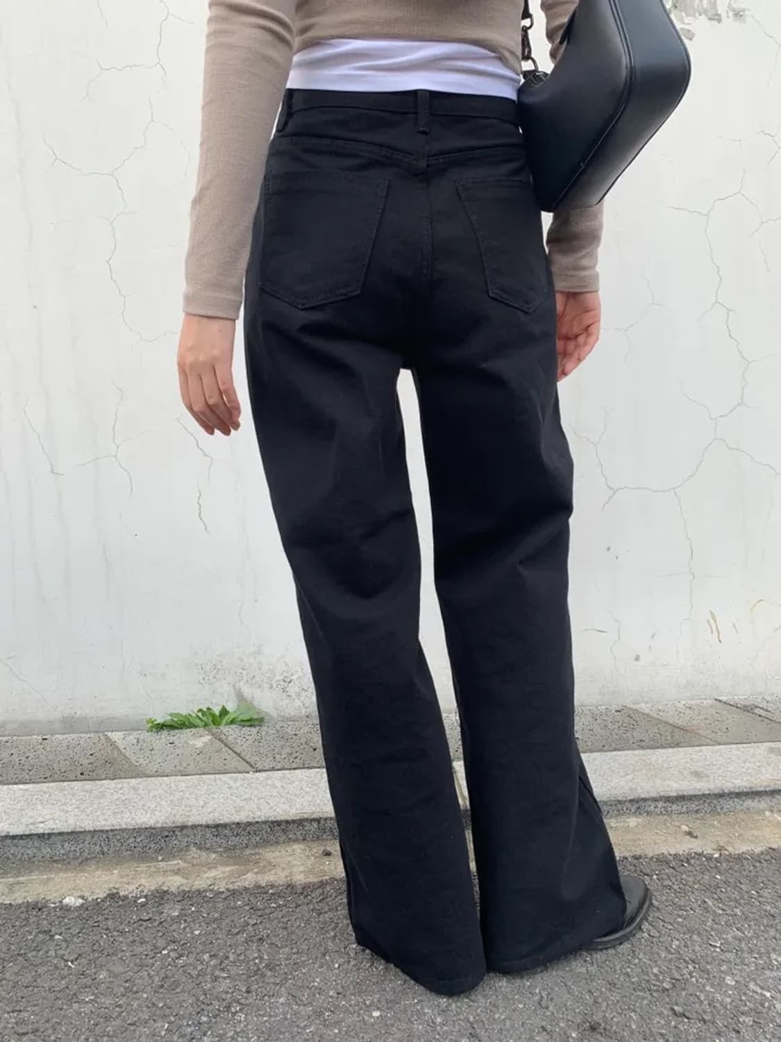 타임라인서울 코튼 롱 와이드 팬츠 블랙 면바지 에이블리 상품이미지3