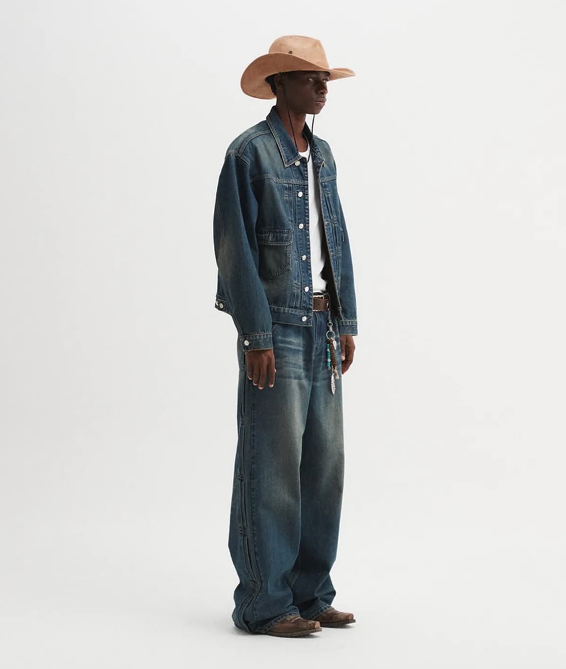 DNSR 헤리티지 플리츠 데님 팬츠 블루 XL 상품이미지3