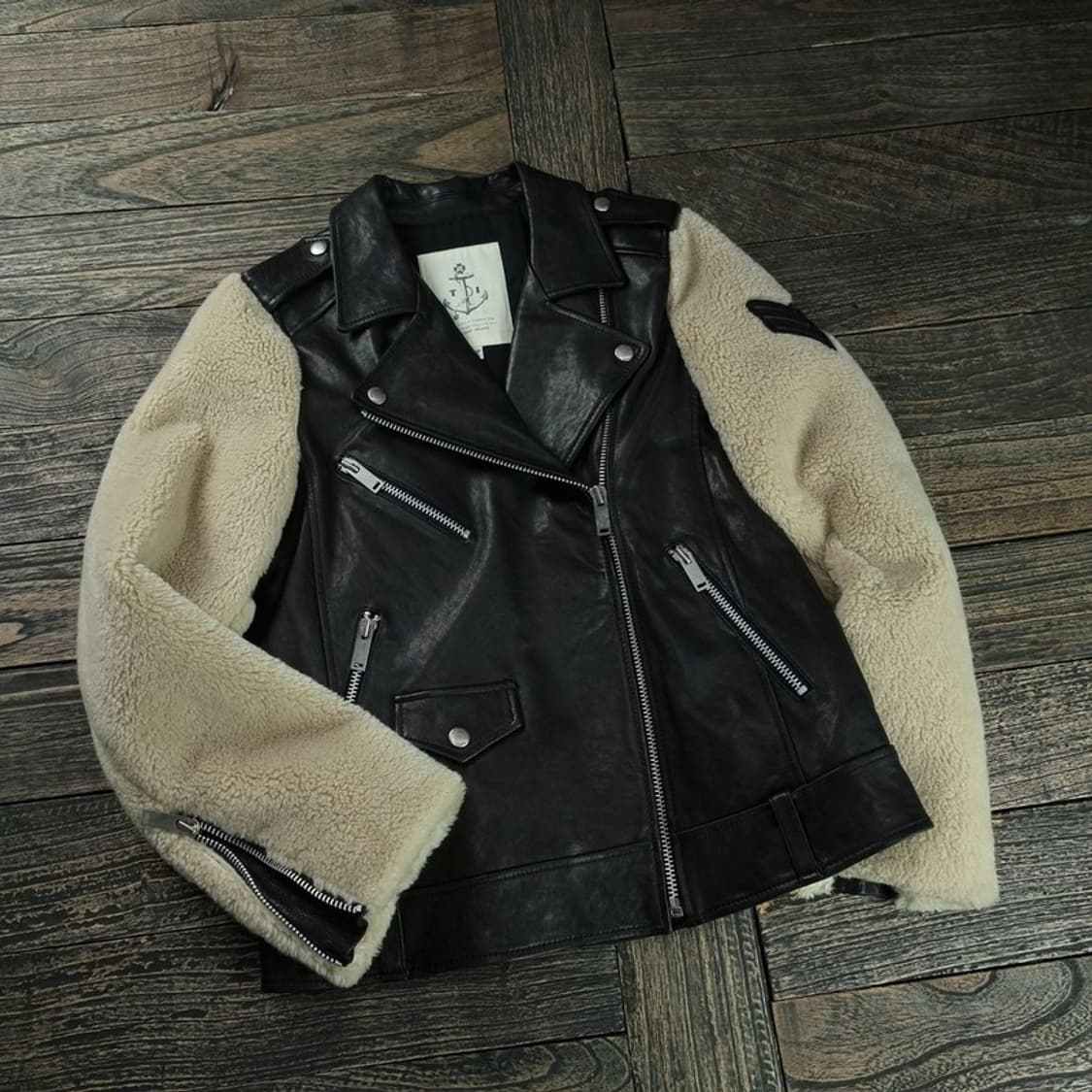 [써스데이아일랜드] 리얼 램스킨 후리스 소매 라이더 자켓 M18668 상품이미지1