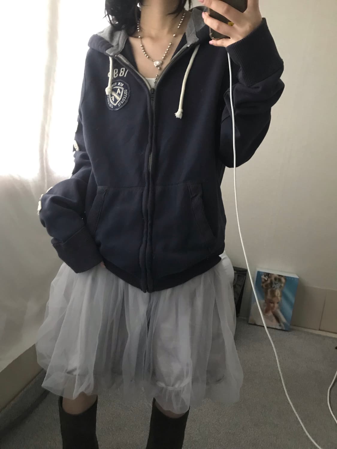 아베크롬비 네이비 사이드로고 후드집업 상품이미지6