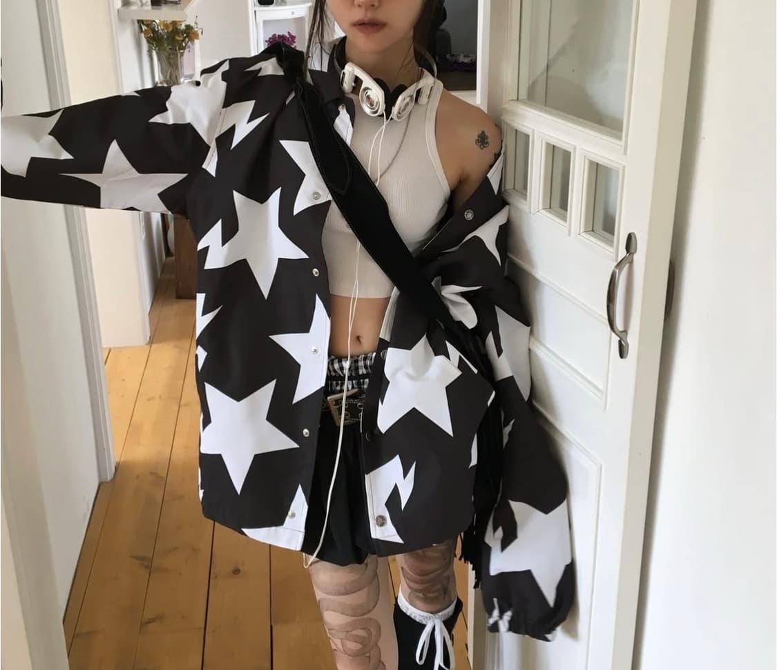 베이프 스타 바람막이 (검흰) 상품이미지1