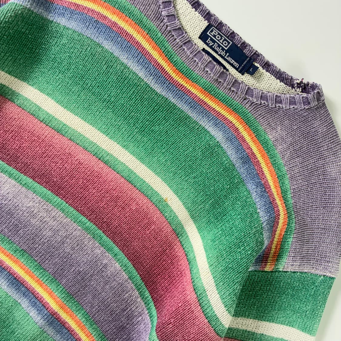 Polo  폴로 랄프로렌 90,s 코튼 파스텔 스트라이프 니트  상품이미지3