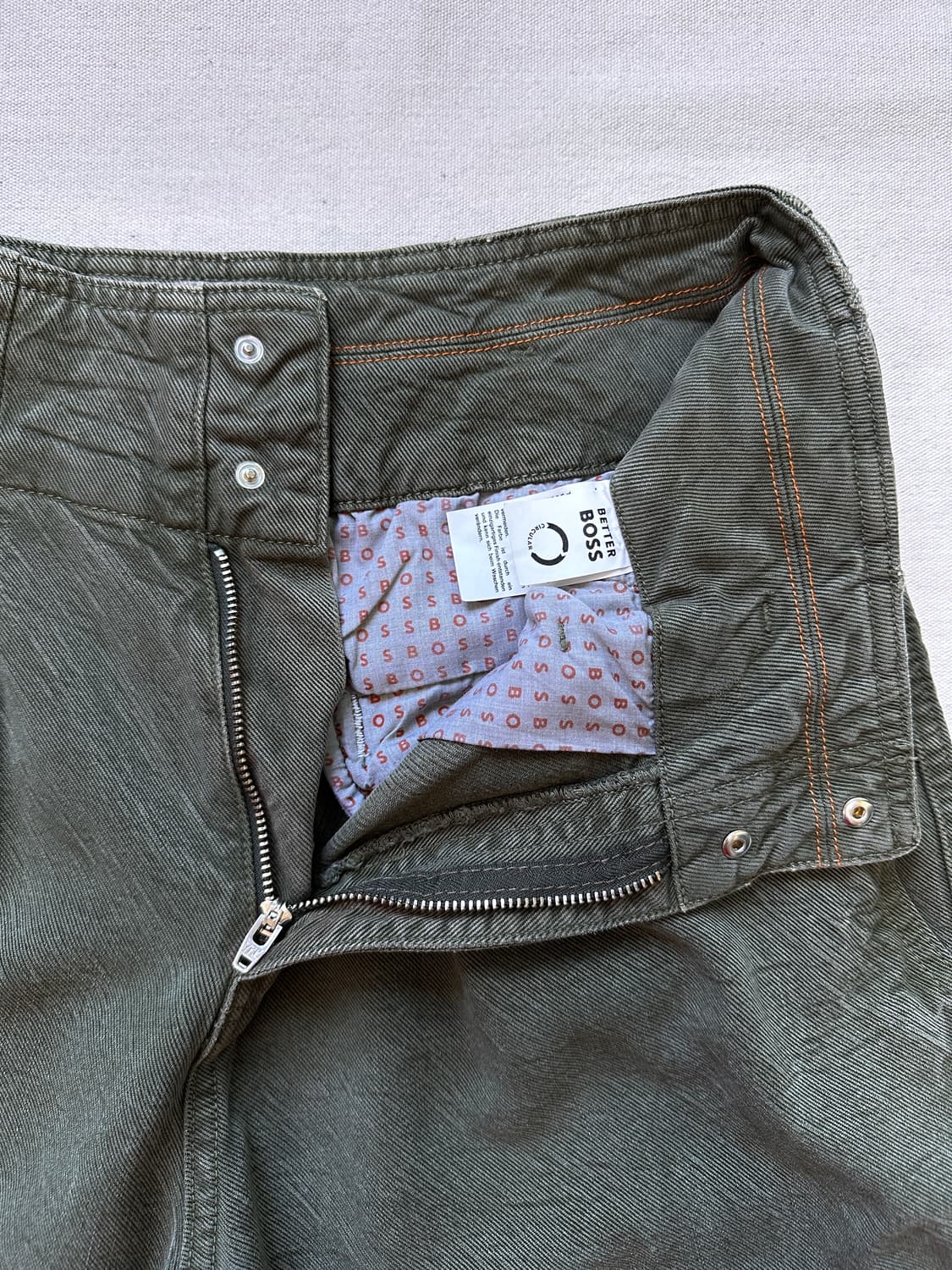 휴고보스 올리브그린 투턱 테일러드 팬츠 26 상품이미지3