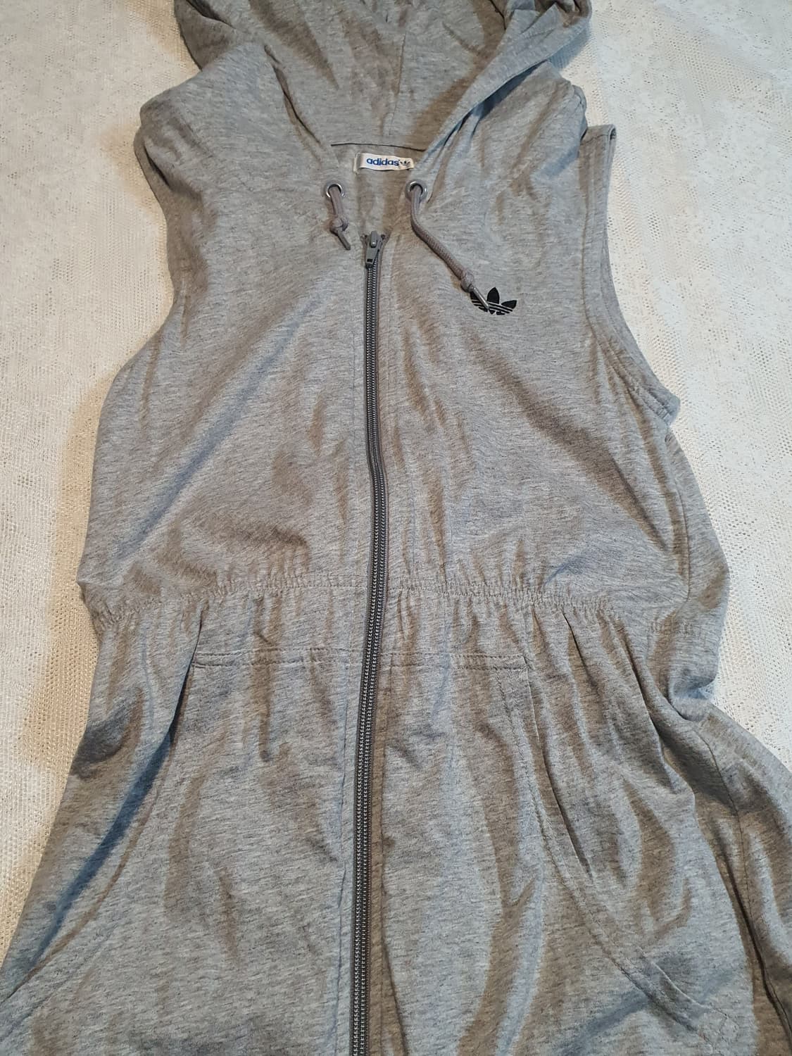 [빈티지] 아디다스 회색 후드 롱 조끼 상품이미지5
