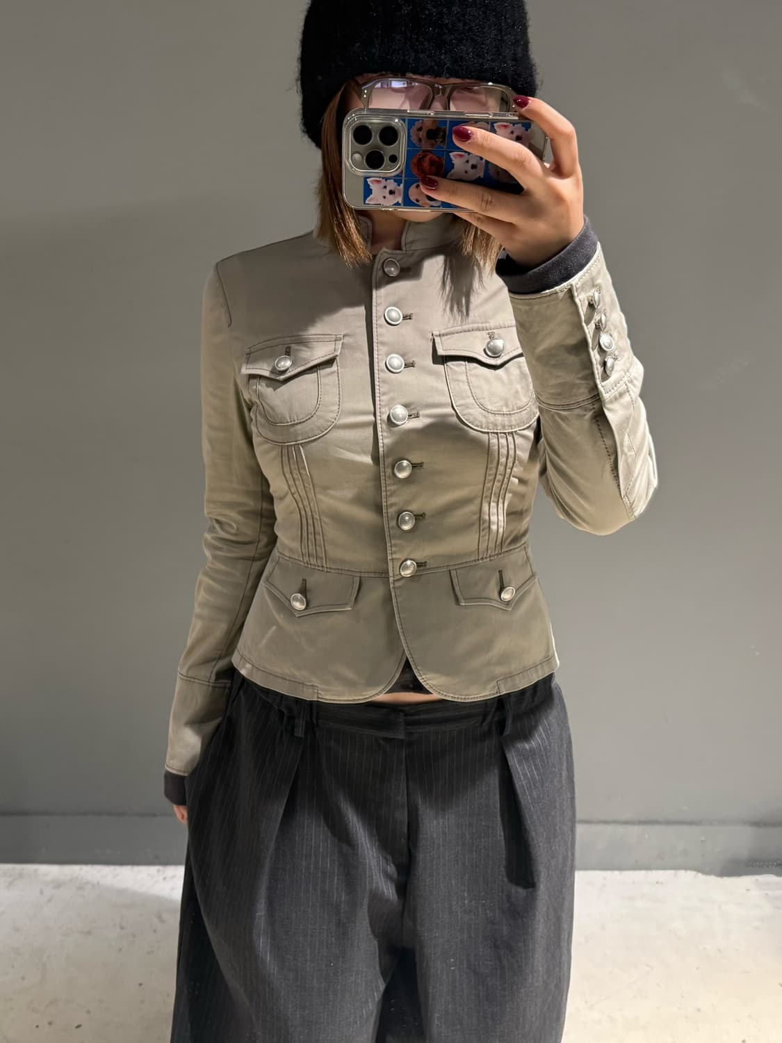 button-up pocket detail non-collar jk 상품이미지2