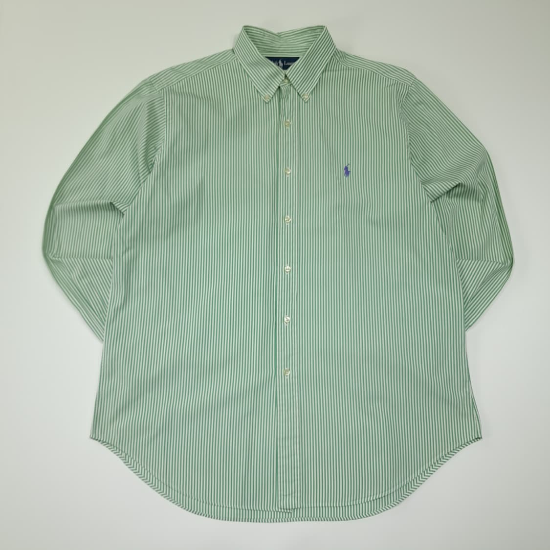 CL704 XL 폴로 90s 홍콩판 퍼플포니 스트라이프 그린 셔츠 상품이미지1