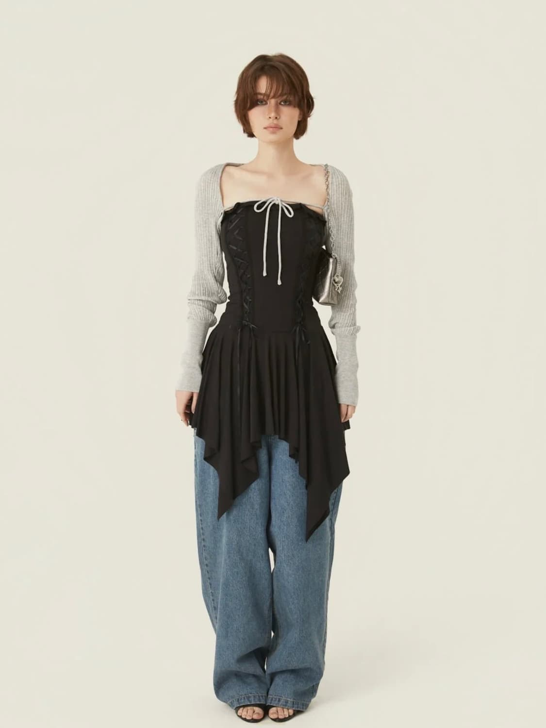 쓰리타임즈 Stretch lace up dress 상품이미지3