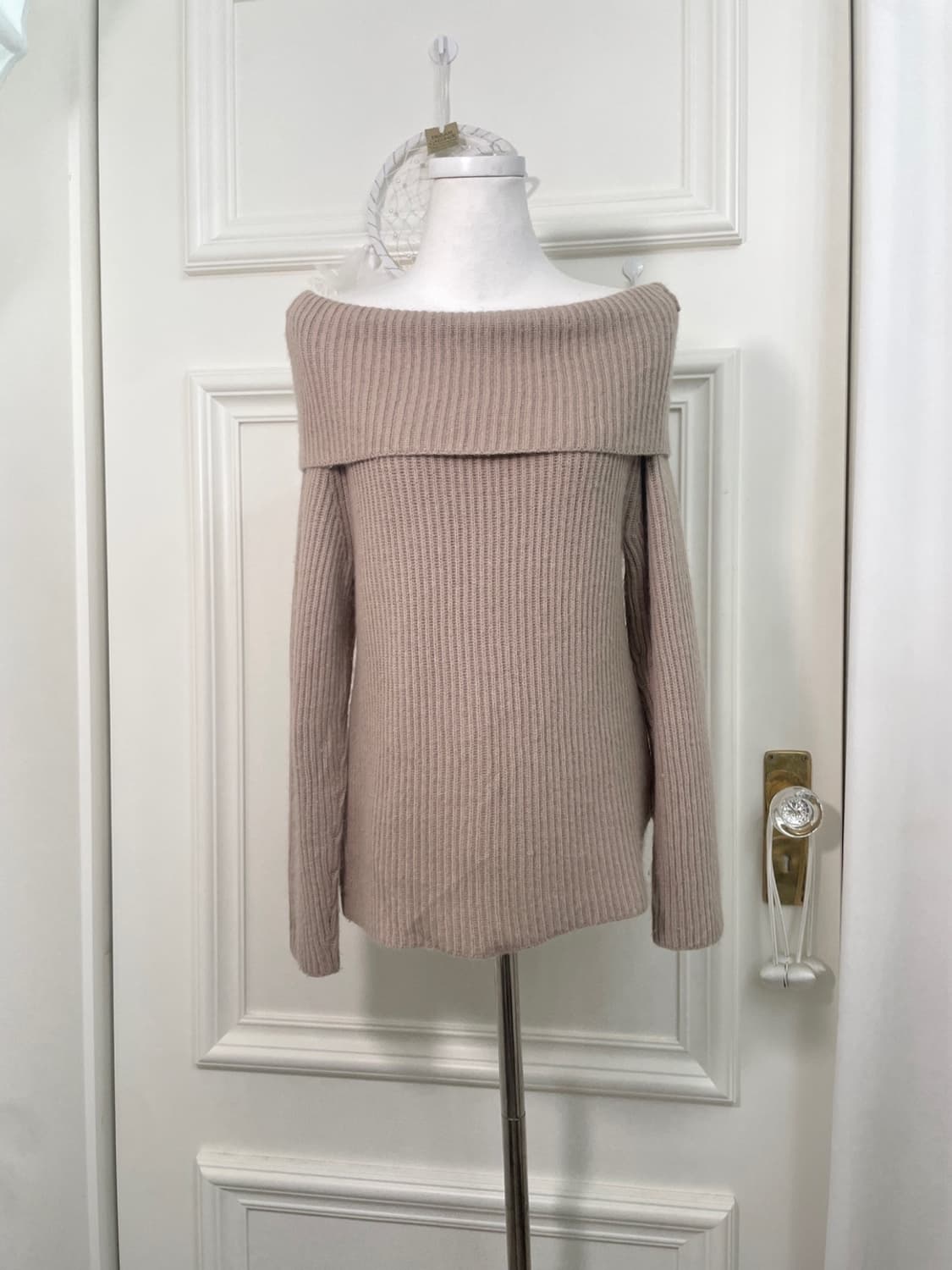 EF-DE pink beige off-shoulder basic rib 상품이미지1