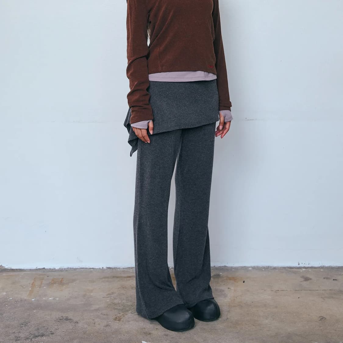 파이시스 버튼 레이어드 스커트 팬츠 상품이미지1