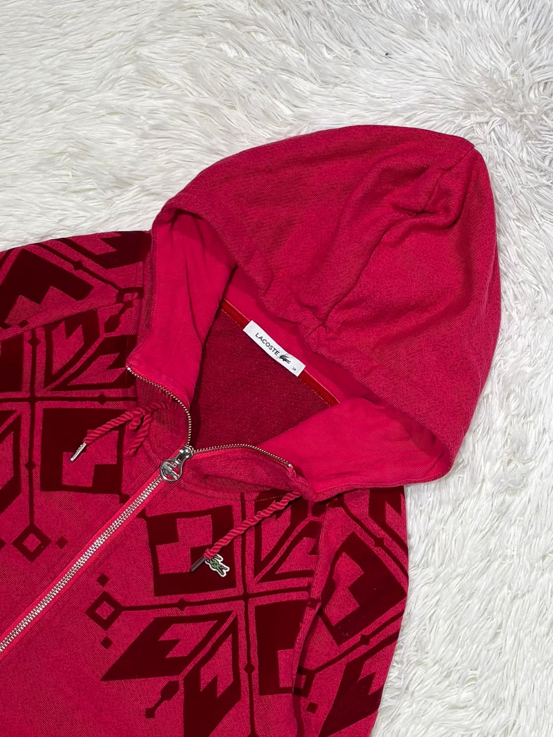 라코스테 핑크 패턴 투웨이 후드집업 상품이미지4