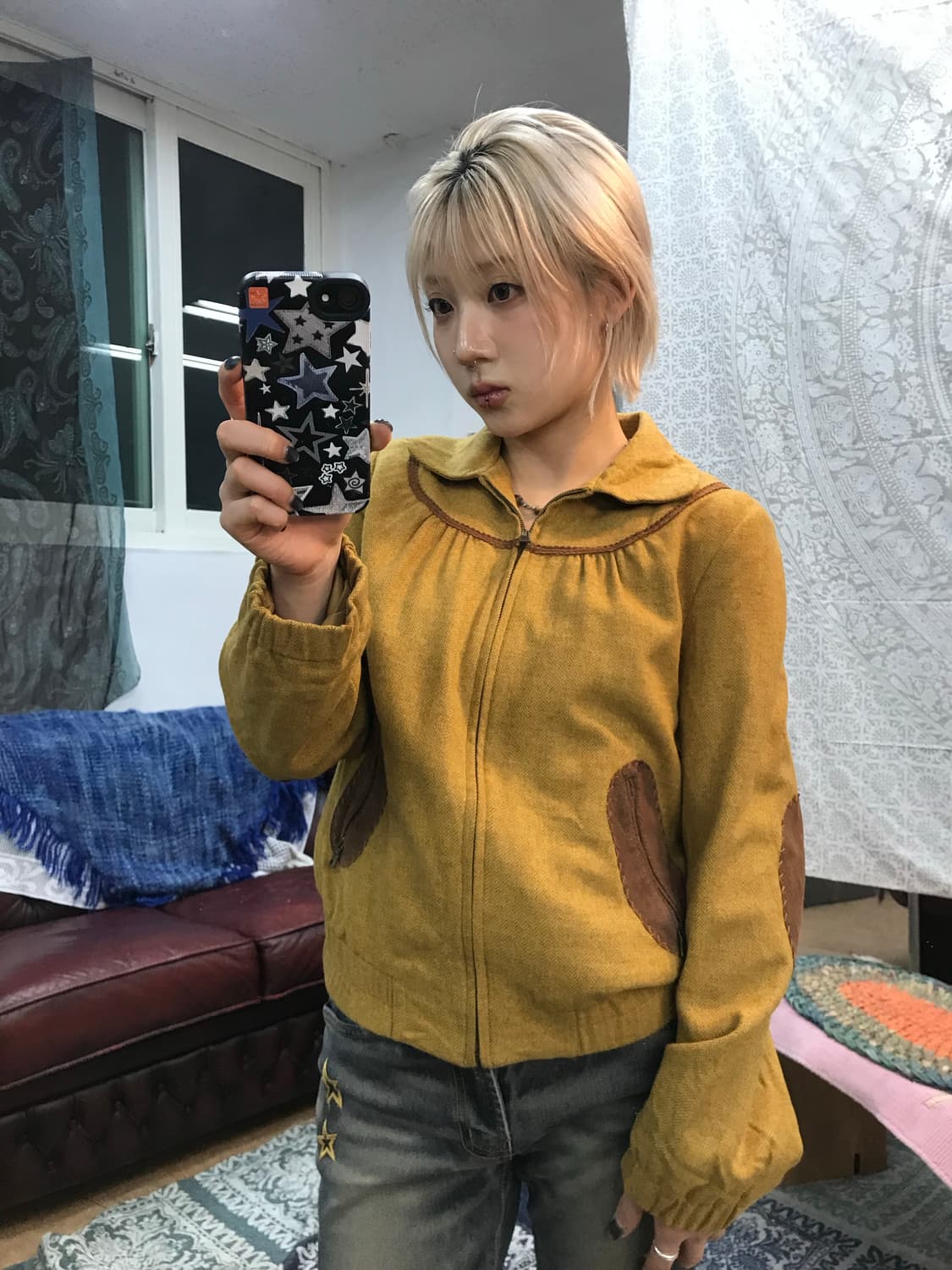 INVU 여성 엘보패치 카라자켓  상품이미지1