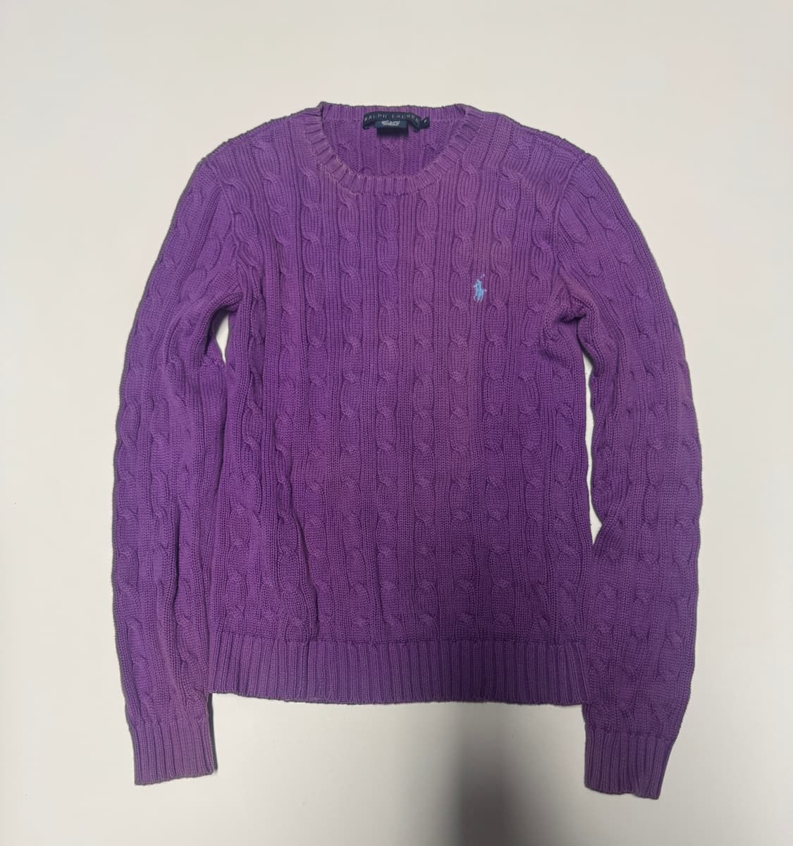 여성 폴로 랄프로렌 꽈배기 케이블 코튼 니트 S 퍼플 상품이미지1