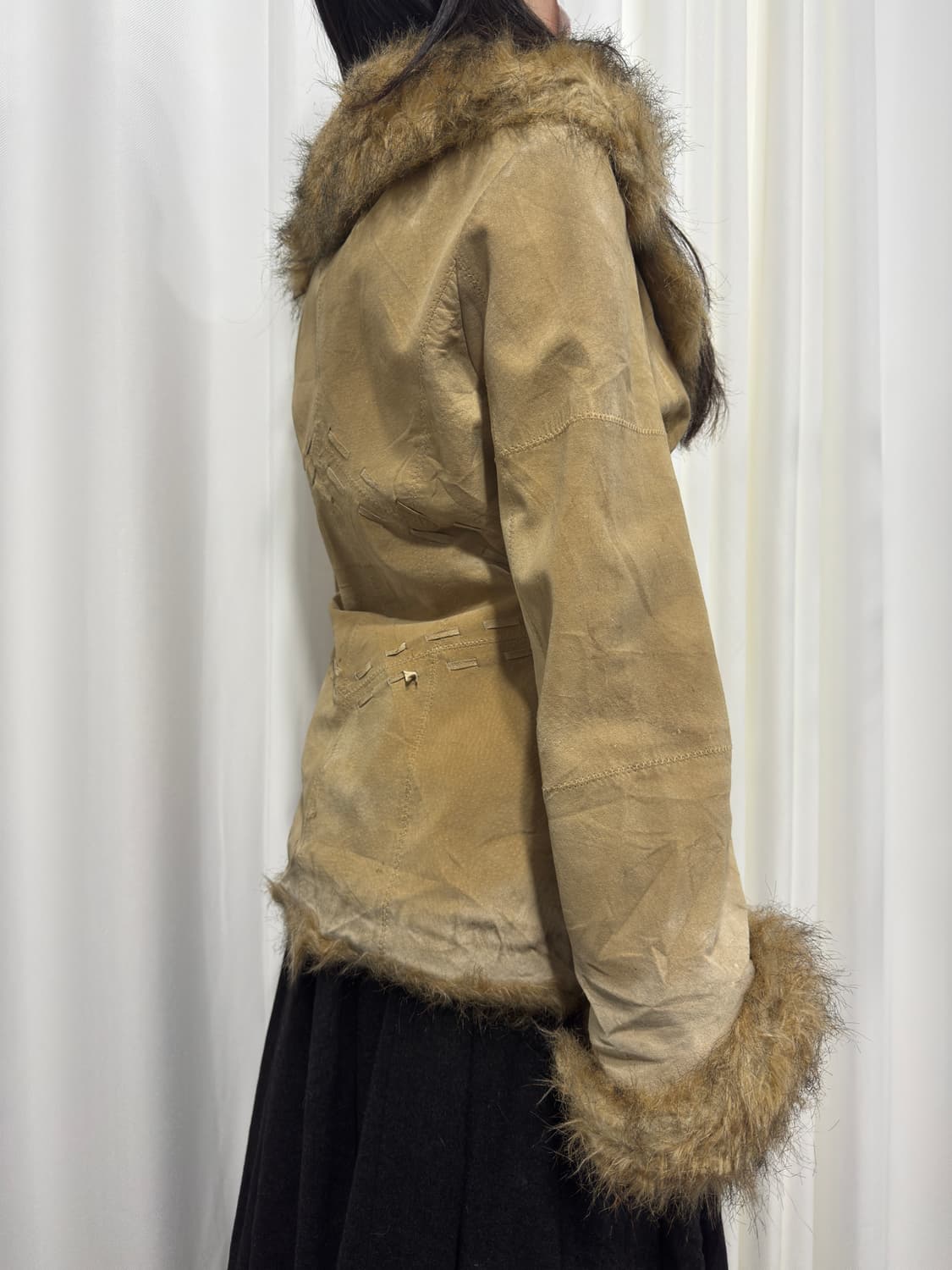 morgan suede& faux fur jacket 상품이미지5