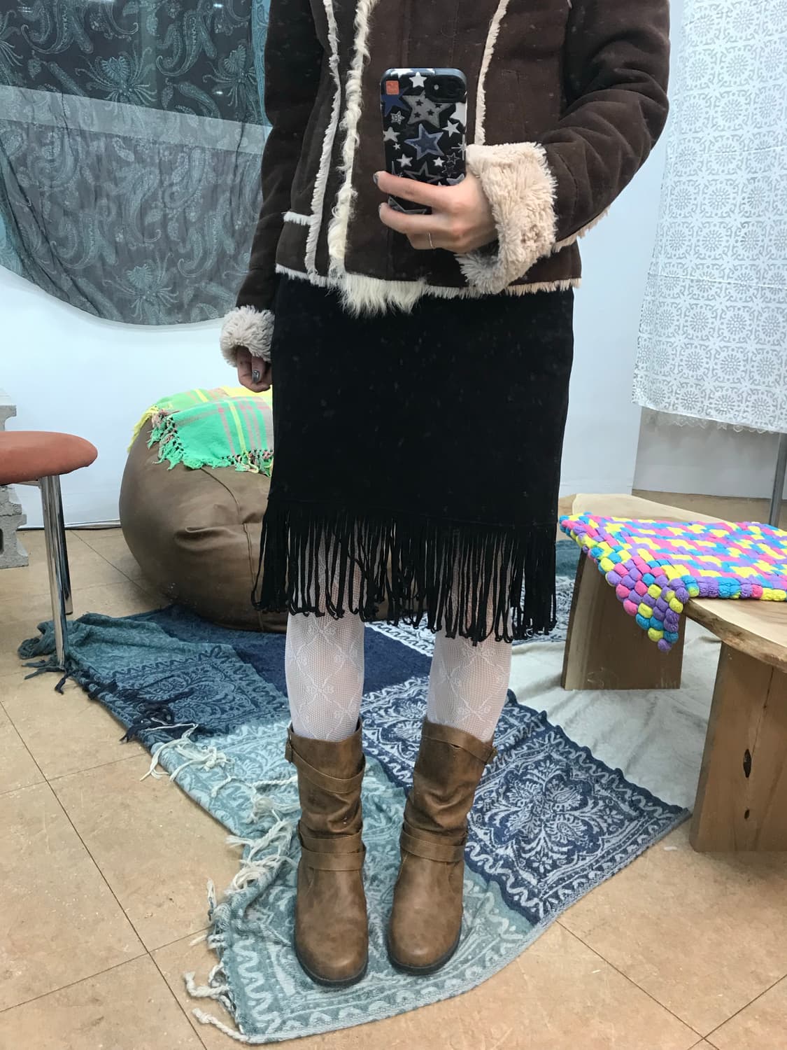 빈티지 스웨이드 보헤미안 미디스커트  상품이미지2